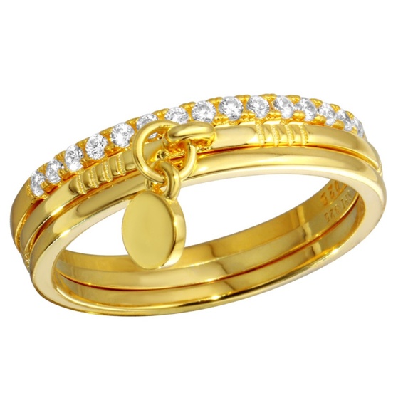 Jewelry - Stackable With Hanging Disc Ring band 3pc set